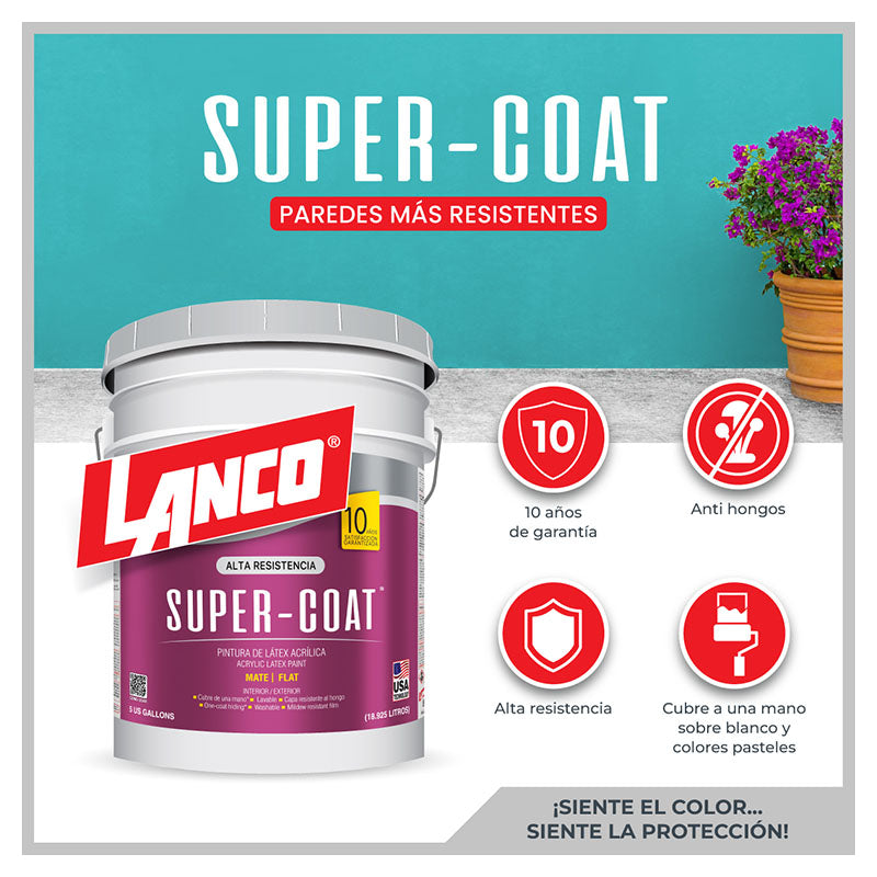 Pintura acrílica Super Coat blanco mate 5 gal Lanco