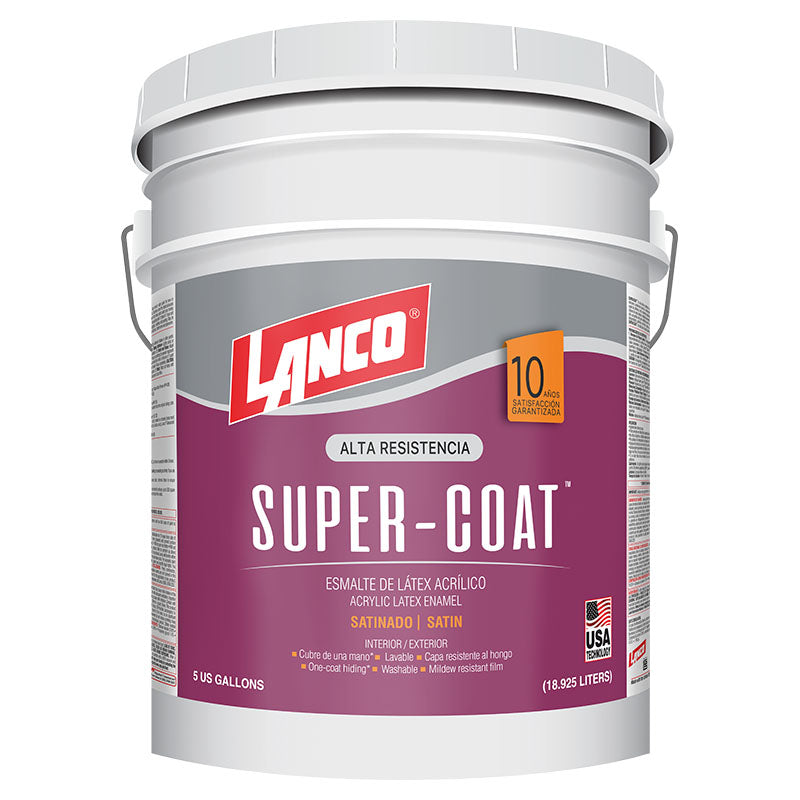 Lanco Super Coat White Satin Acrylic Paint 5 gal