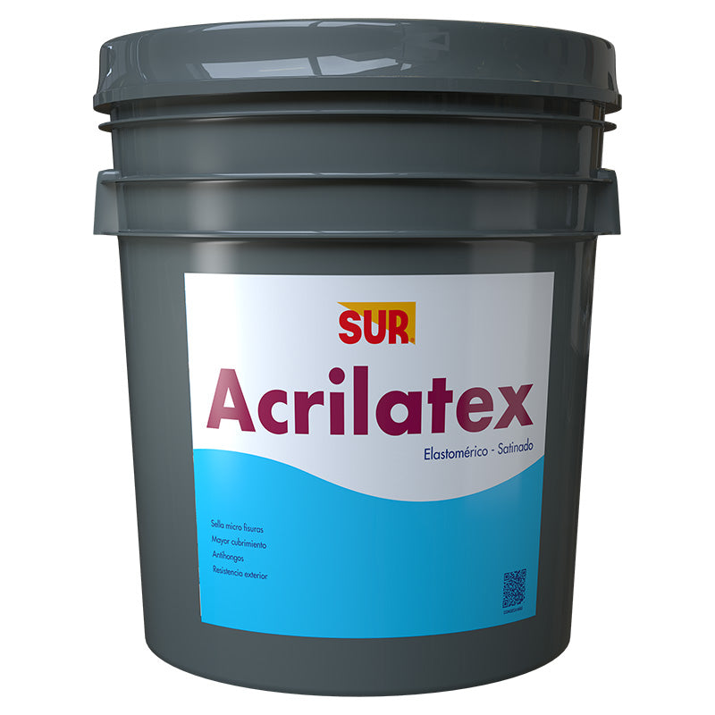Pintura Acrilatex elastomérica satín blanco 5 gal SUR