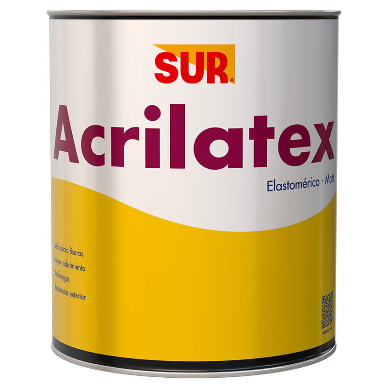 Pintura Acrilatex elastomérica 1/4 gal mate blanco SUR