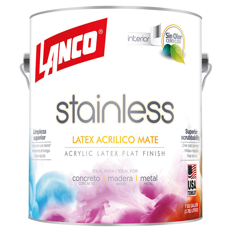 Pintura látex Stainless blanco mate 1 gal Lanco