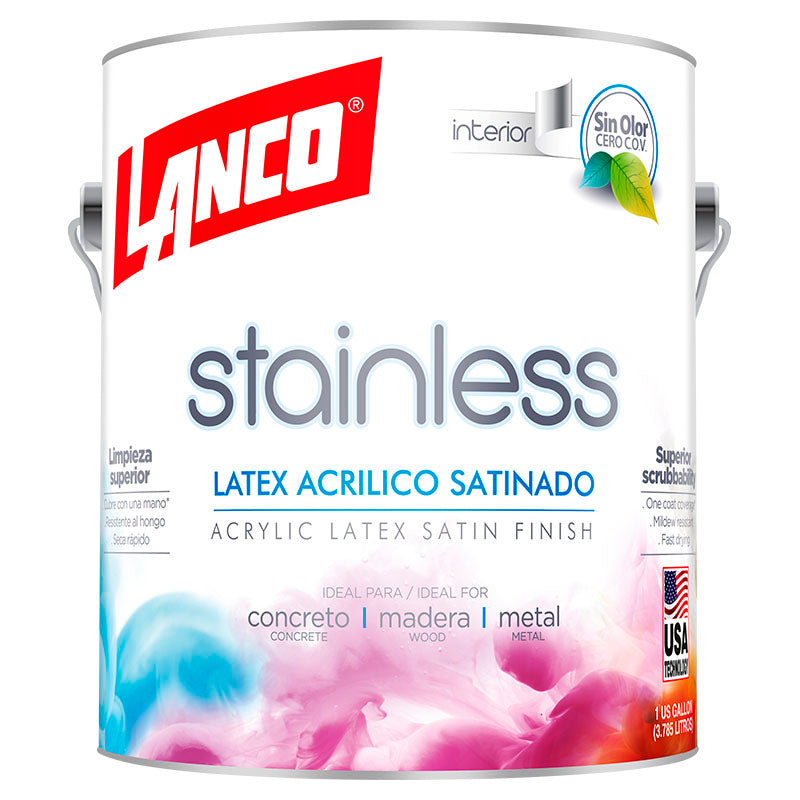 Pintura látex Stainless blanco satinado 1 gal Lanco