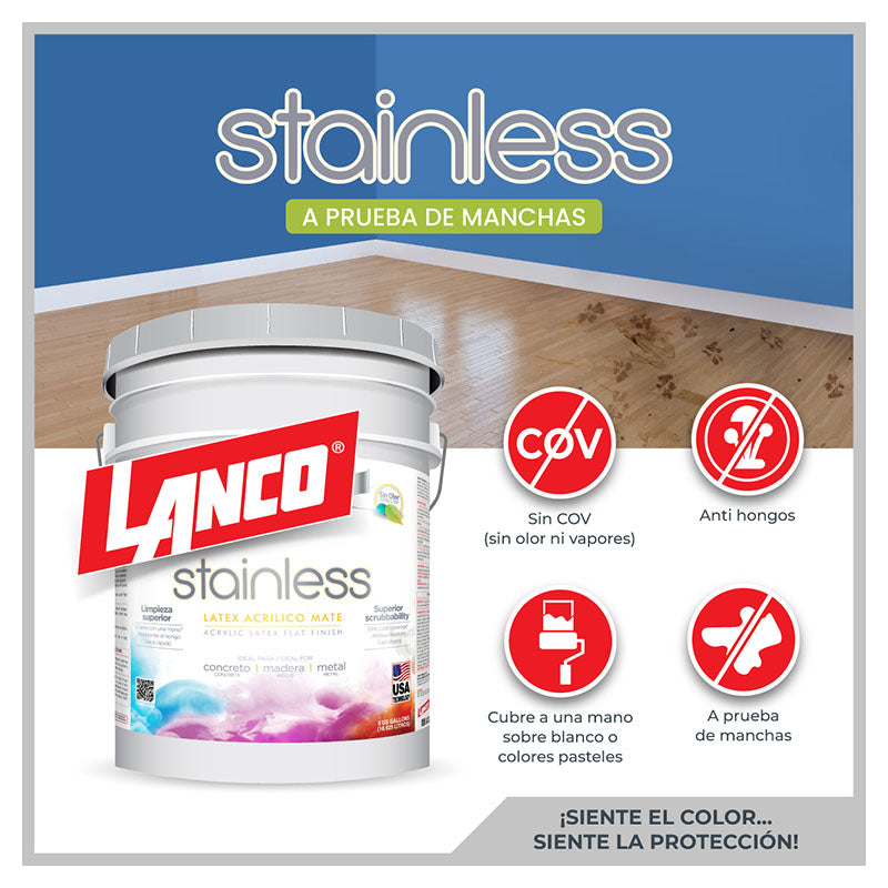 Pintura látex Stainless blanco mate 5 gal Lanco