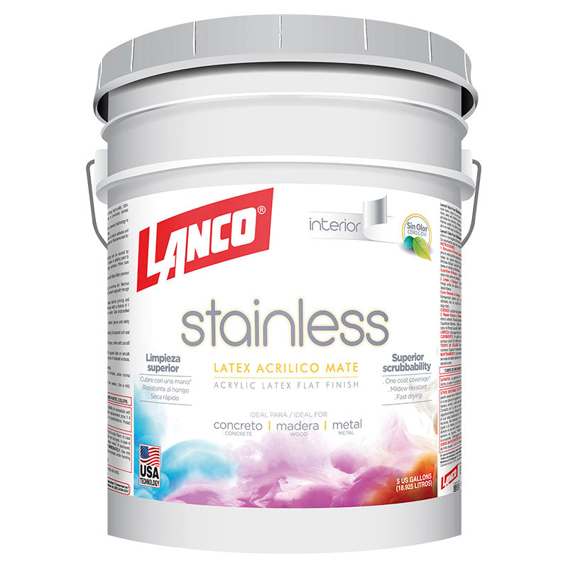 Lanco Stainless latex paint, satin white, 5 gal