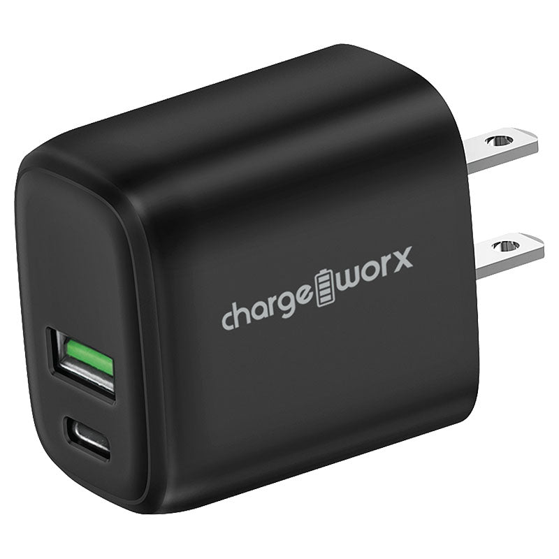Cargador carga rápida doble puerto USB A y tipo C negro  Chargeworx