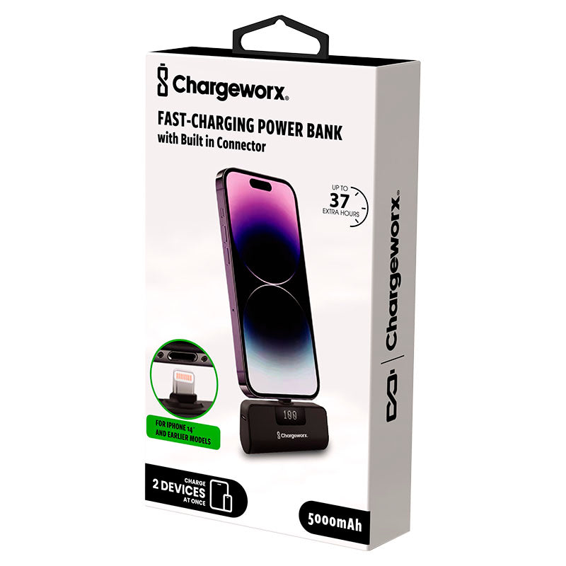 Cargador portátil puerto tipo IPhone negro Chargeworx