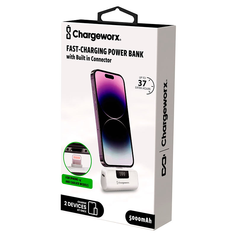 Cargador portátil puerto tipo IPhone blanco Chargeworx