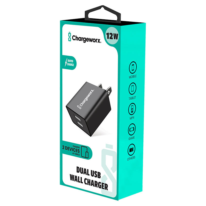 Cargador negro doble puerto Charge worx
