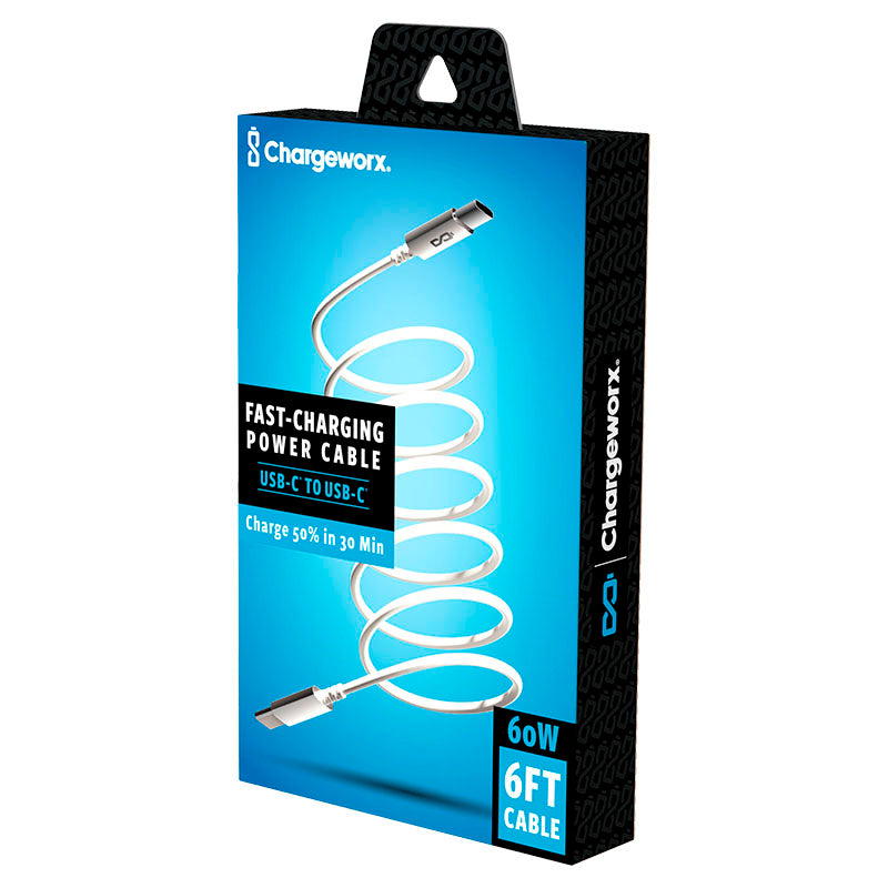 Cable de carga rápida de 1.8 m conexión tipo C a tipo C blanco Chargeworx