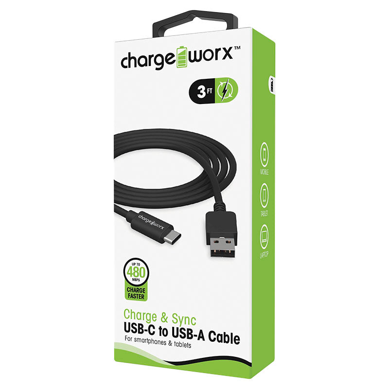 Cable de 1 m conexión USB A a tipo C negro Chargeworx