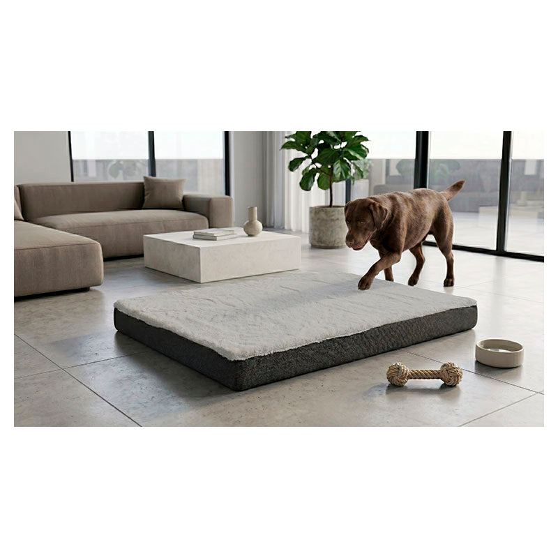 Cama para mascotas rectangular poliéster 8 x 81 x 114 cm gris
