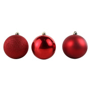Set of 3 red Christmas ornaments, assorted designs, 15 cm