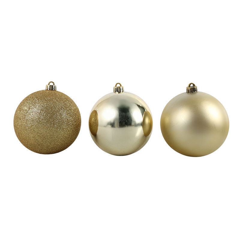 Set 3 esferas navideñas oro diseños variados 15 cm