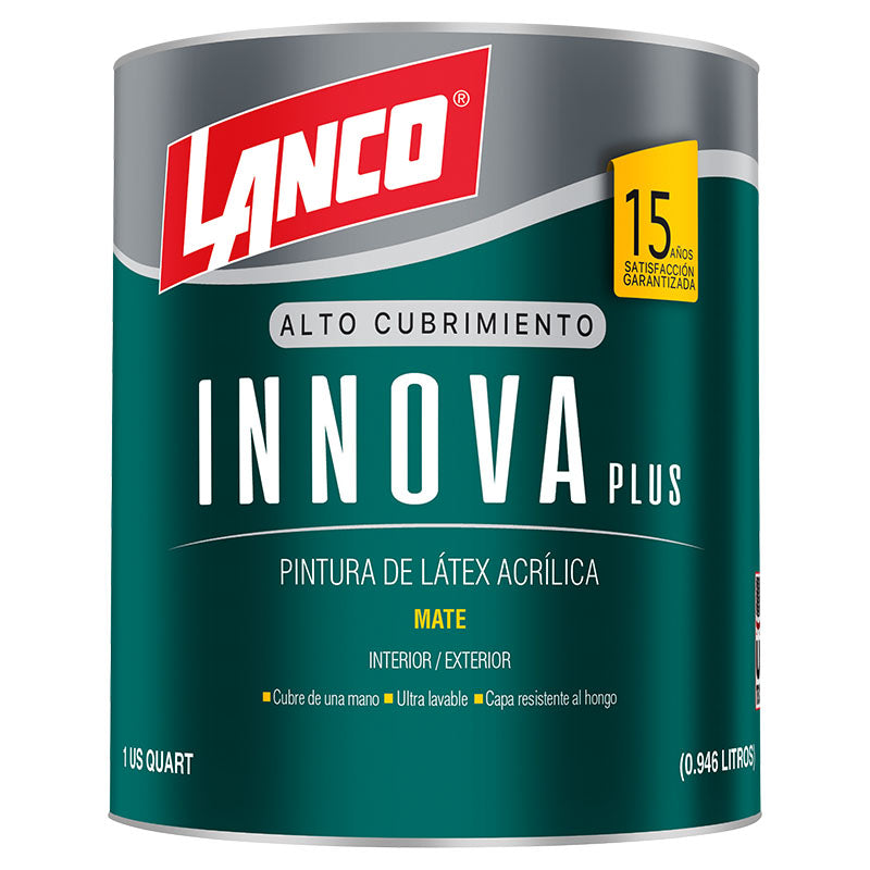 Pintura látex Innova Plus blanco mate 1/4 gal Lanco
