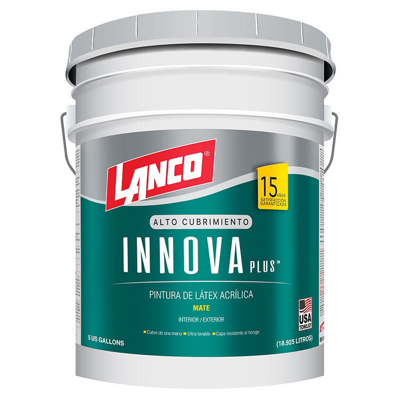 Pintura látex Innova Plus blanco mate 5 gal Lanco
