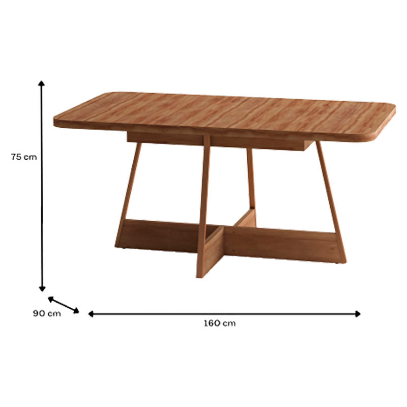 Mesa rectangular nogal con rosé 76,5 x 160 x 90 cm.