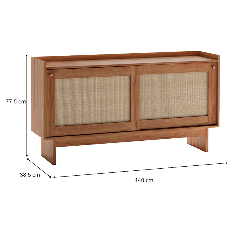 Bufetera rectangular freijo 77,5 x 140 x 38,5 cm.