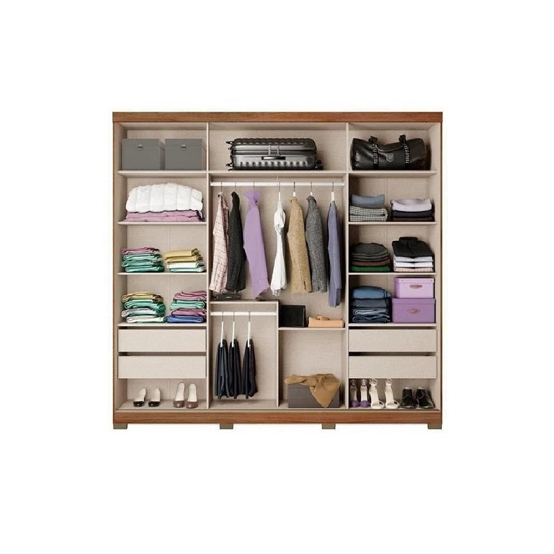 Freijo and hazelnut MDP wardrobe 224 x 237 x 52.5 cm