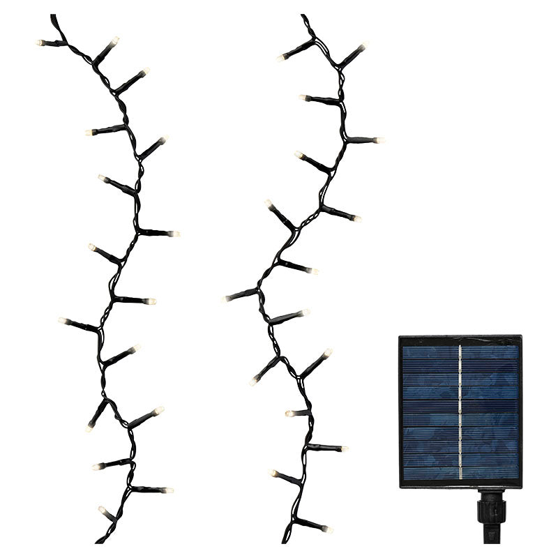 Serie de luces navideñas LED tipo guirnalda 100 luces 11 m blanco cálido (Incluye panel solar)