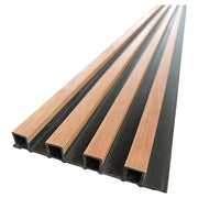 Panel WPC 16.8 x 2.4 x 290 cm madera y negro pieza pared