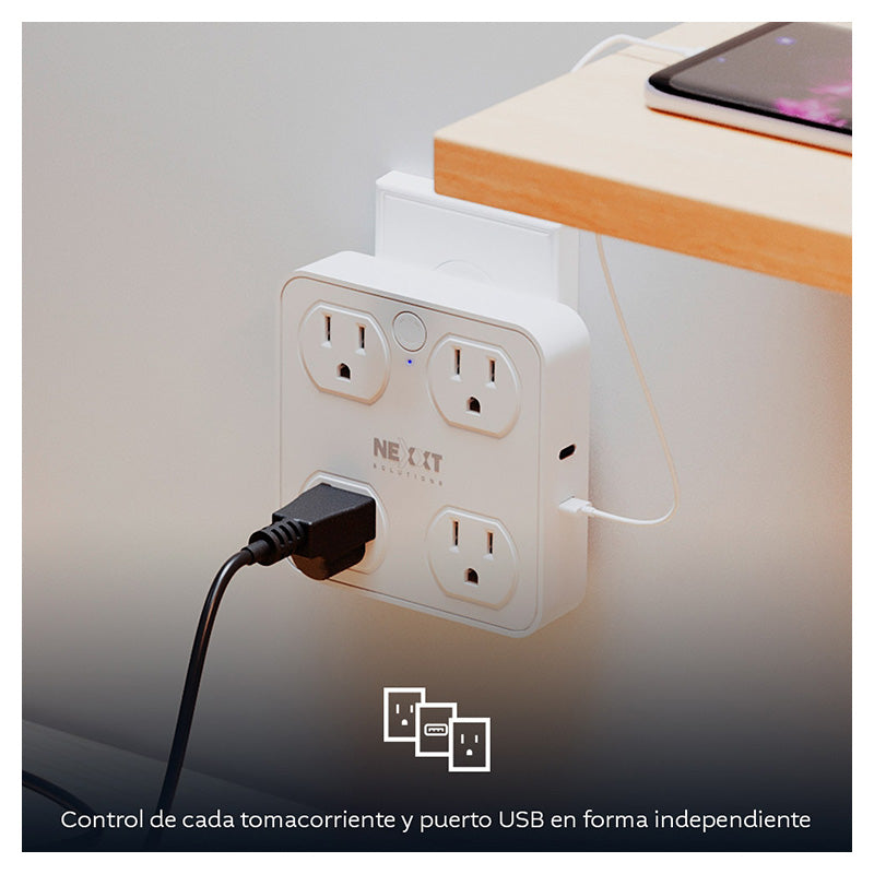 Nexxt Solutions Wi-Fi Smart Power Strip with 4 Outlets and 4 USB Ports