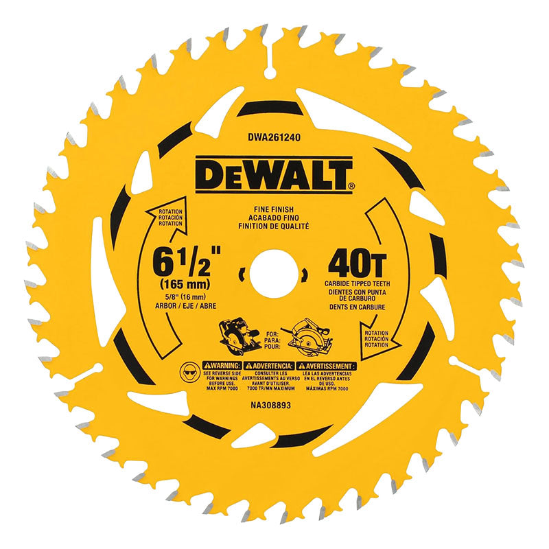Disco sierra 6 1/2" 40 dientes DeWalt