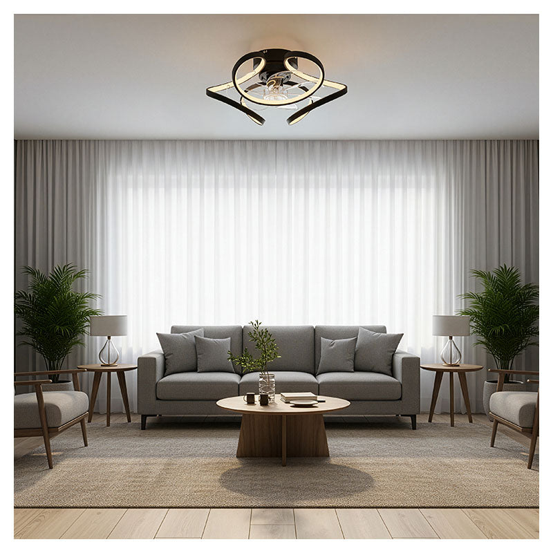 Lámpara LED con ventilador DC 20" negro 35 W 3CCT con control remoto Designers
