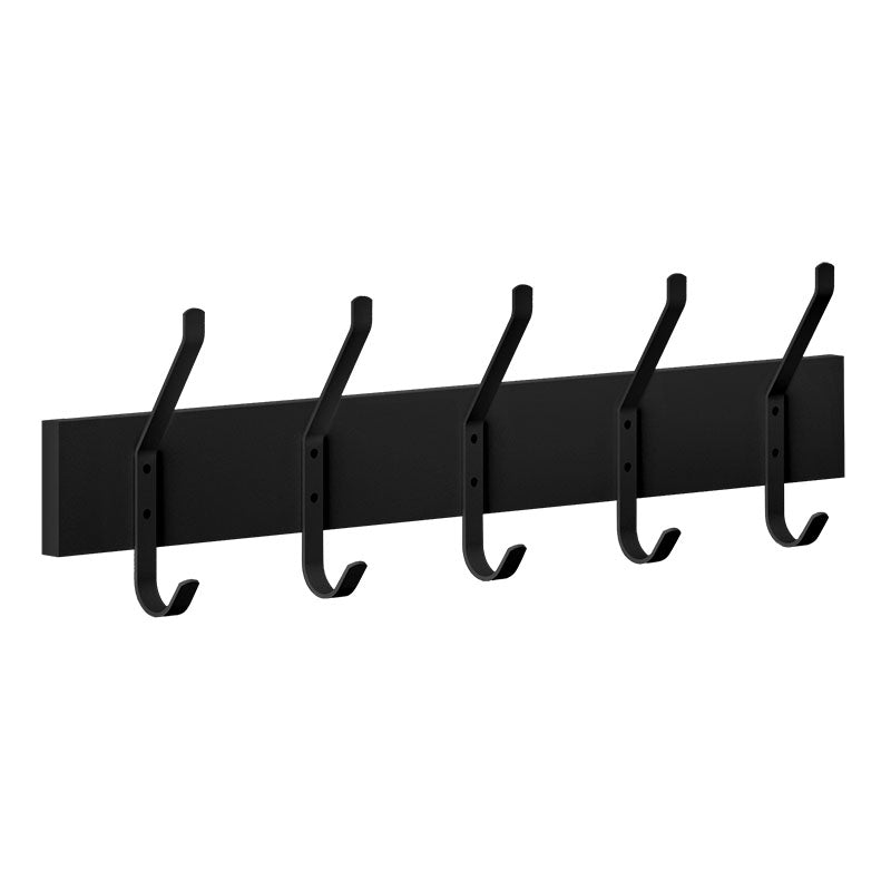Perchero 5 ganchos MDF rectangular negro 60 x 11 cm