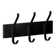 Perchero 3 ganchos MDF rectangular negro 36 x 17.5 cm