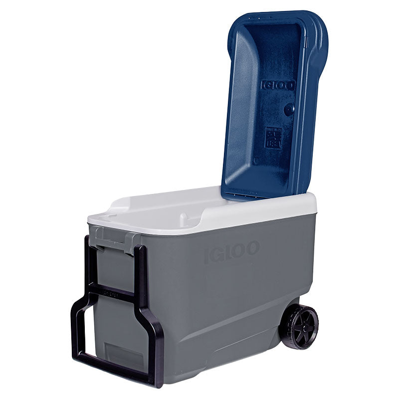 Hielera Maxcold con ruedas 40 QT 37 litros gris y azul Igloo