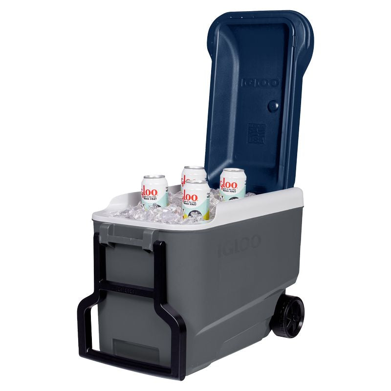 Igloo Maxcold 40 QT 37 Liter Grey and Blue Wheeled Cooler