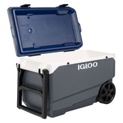 Hielera Maxcold con ruedas 90 QT 85 litros gris y azul Igloo