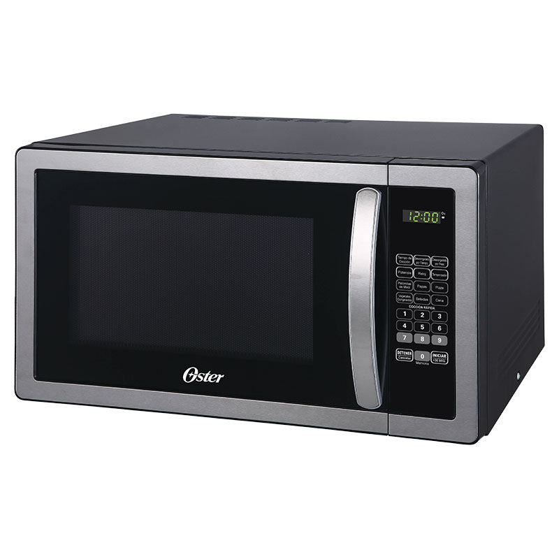 Horno microondas negro 30 litros 1,1 pies con panel digital de acero inoxidable Oster