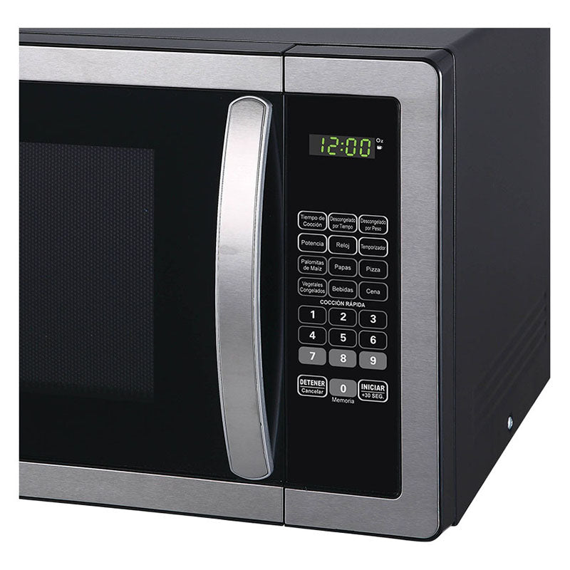 Horno microondas negro 30 litros 1,1 pies con panel digital de acero inoxidable Oster