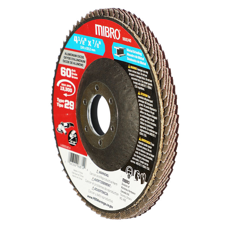 Disco desbaste metal 4 1/2" grano 60 tipo 29 Mibro