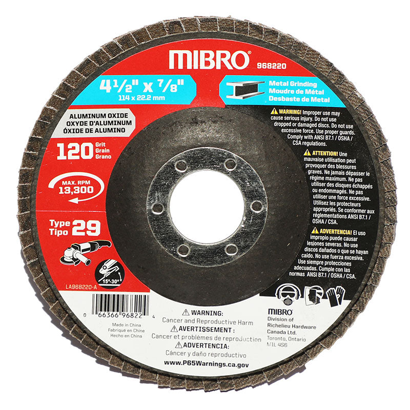 Disco desbaste metal 4 1/2" grano 120 tipo 29 Mibro