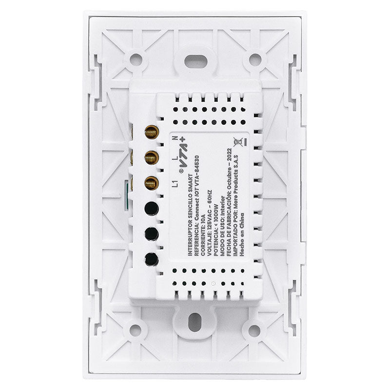 Smart touch single switch 125 VAC 10 A white VTA+