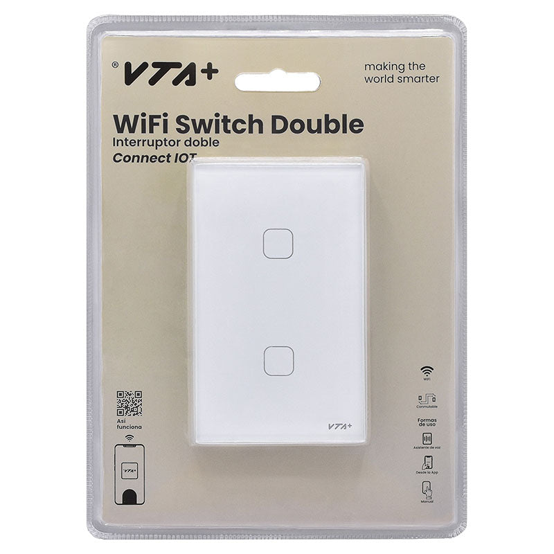 Interruptor inteligente touch doble 125 VAC 10 A blanco VTA+