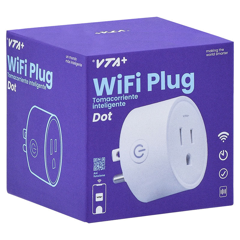 Tomacorriente inteligente sencillo 10 A 125 VAC con botón de encendido VTA+