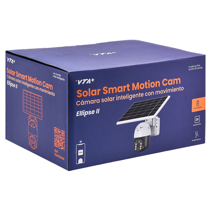 Cámara inteligente para exterior 2K con movimiento incluye panel solar IP66 VTA+