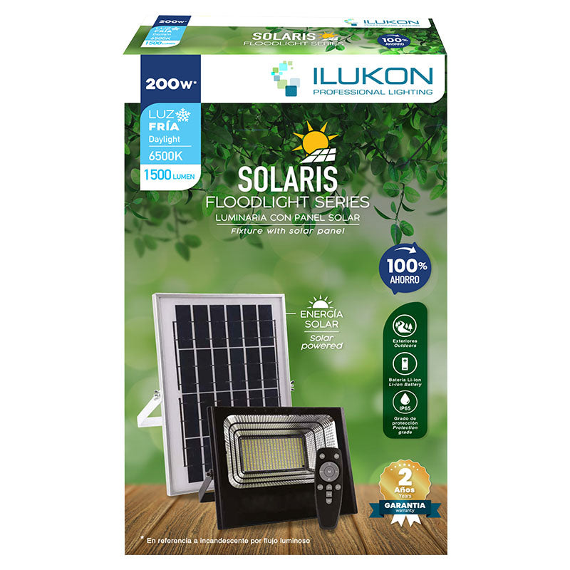 Black 200 W 6500 K 1610 lm Solar LED Floodlight