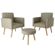 Set of 2 Dallas beige armchairs + ottoman