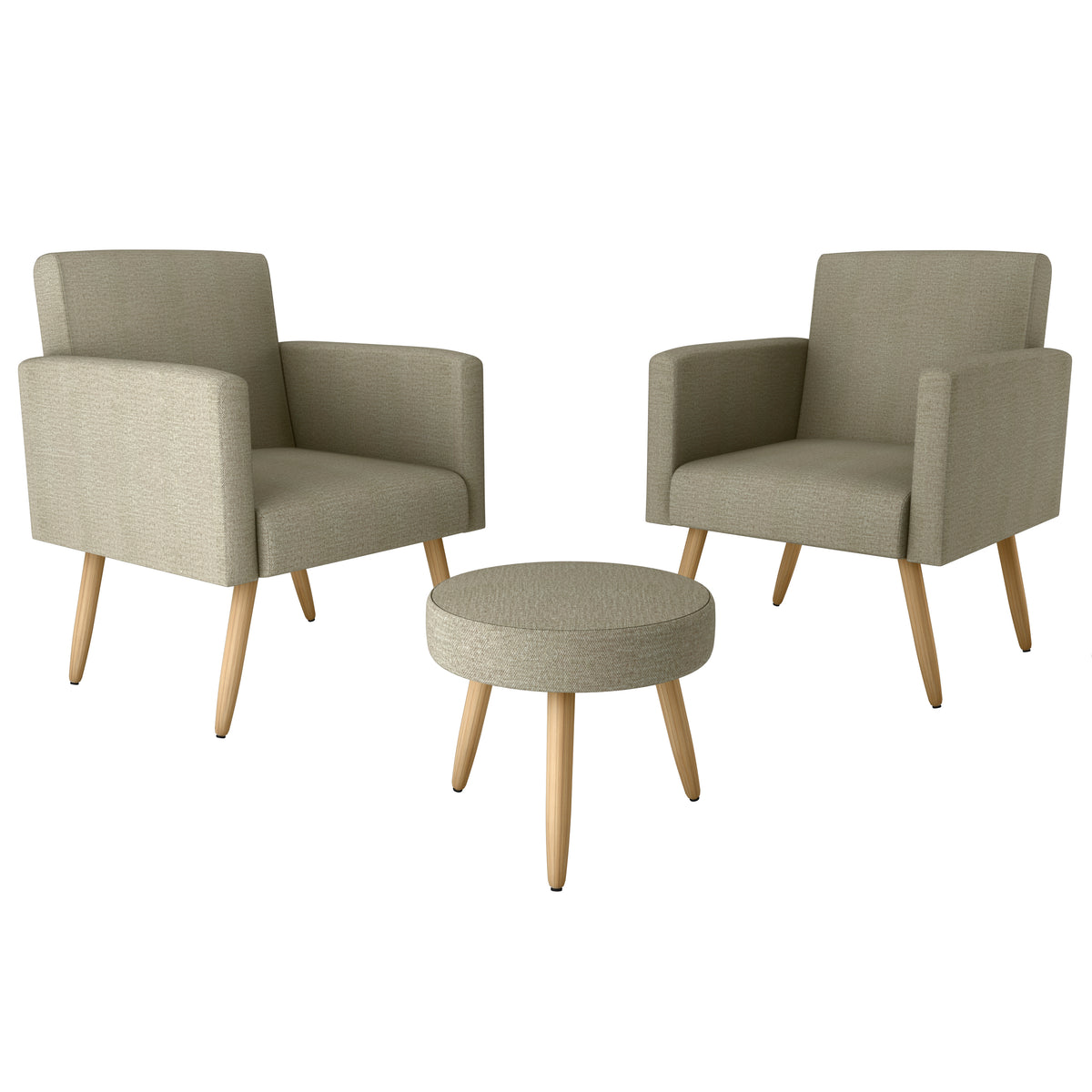 Set of 2 Dallas beige armchairs + ottoman