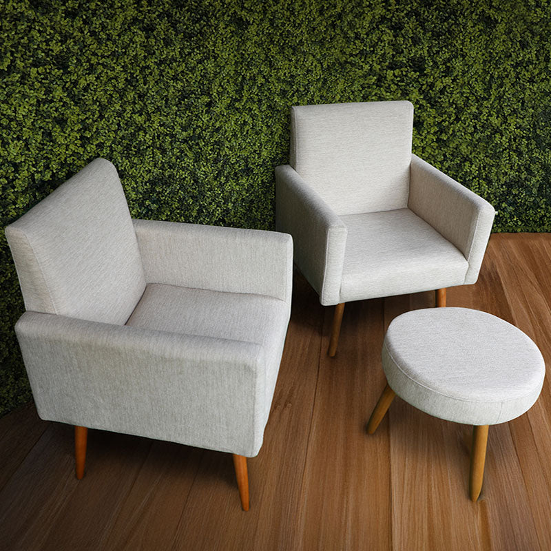 Set of 2 Dallas beige armchairs + ottoman