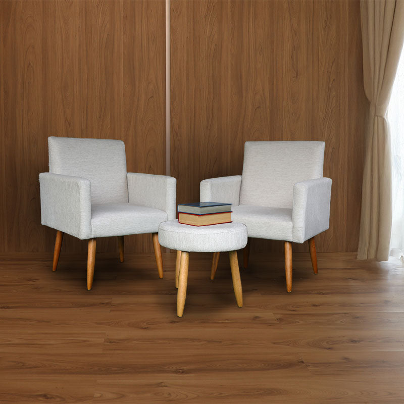 Set of 2 Dallas beige armchairs + ottoman