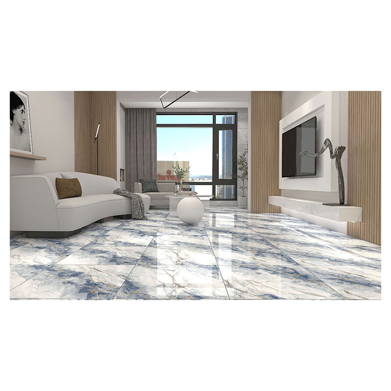 Polished blue marbled porcelain tile 60 x 60 cm covers 1.44 m²