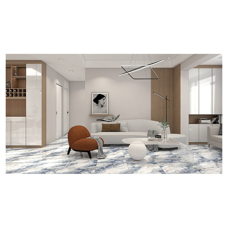 Polished blue marbled porcelain tile 60 x 60 cm covers 1.44 m²