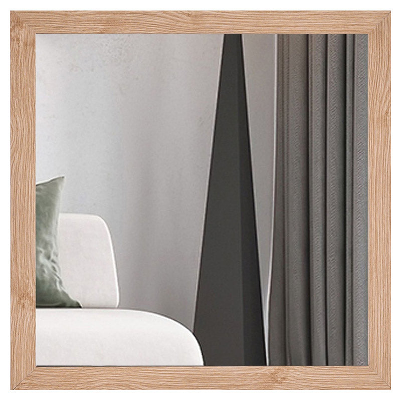 Espejo cuadrado 60 x 60 cm con marco de MDF madera claro