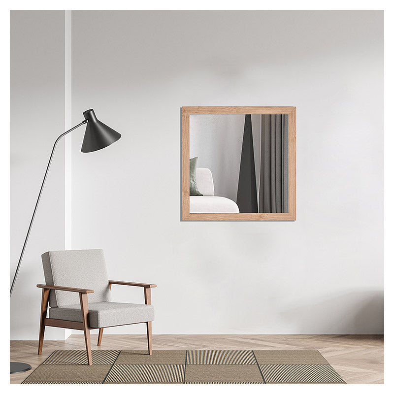 Espejo cuadrado 60 x 60 cm con marco de MDF madera claro