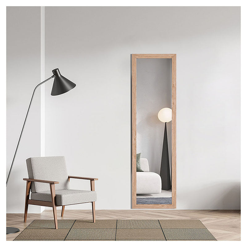 Espejo rectangular 40 x 150 cm marco de MDF madera claro